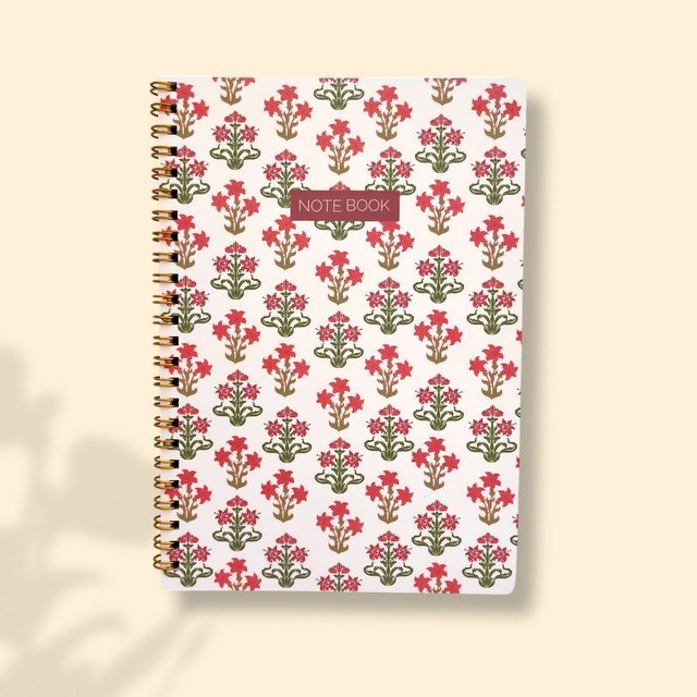 Carnet A5 à spirale fleurs indiennes
