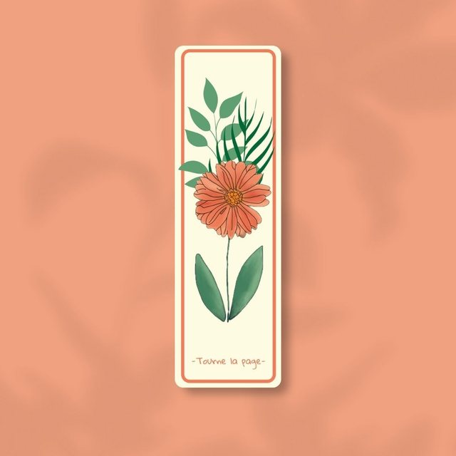 Marque-page fleur terracotta « Tourne la page »