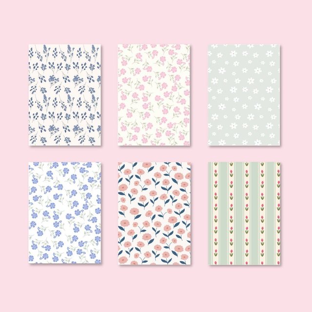 Lot de papiers scrapbooking fleurs pastel et bucoliques