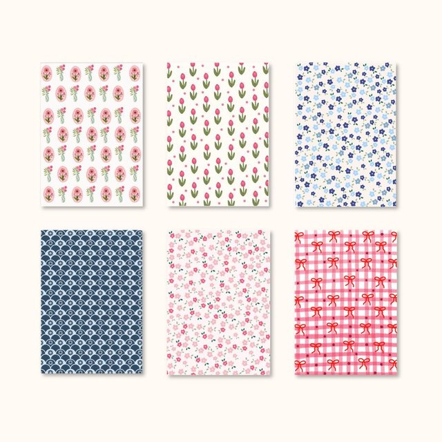 Lot de papiers scrapbooking floral, géométrique et nœuds