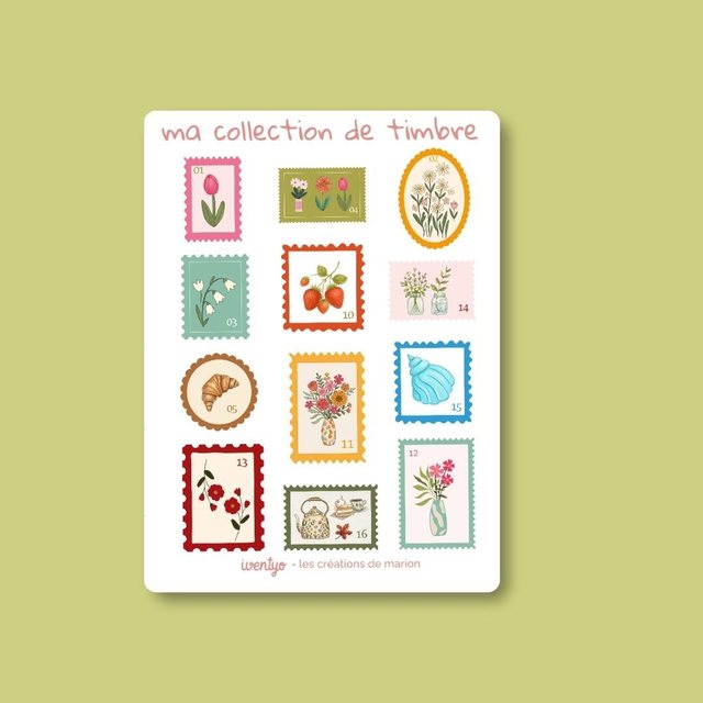 Planche de stickers collection de timbres A6