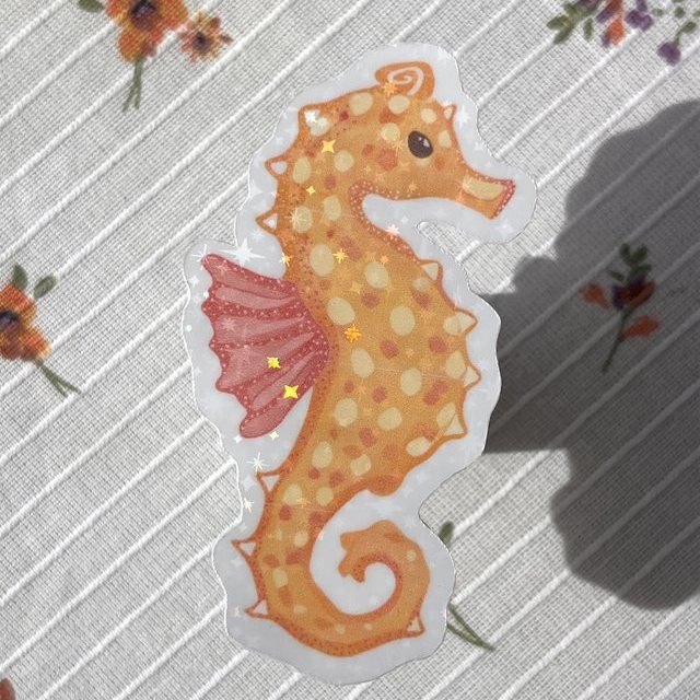 Sticker hippocampe pailleté