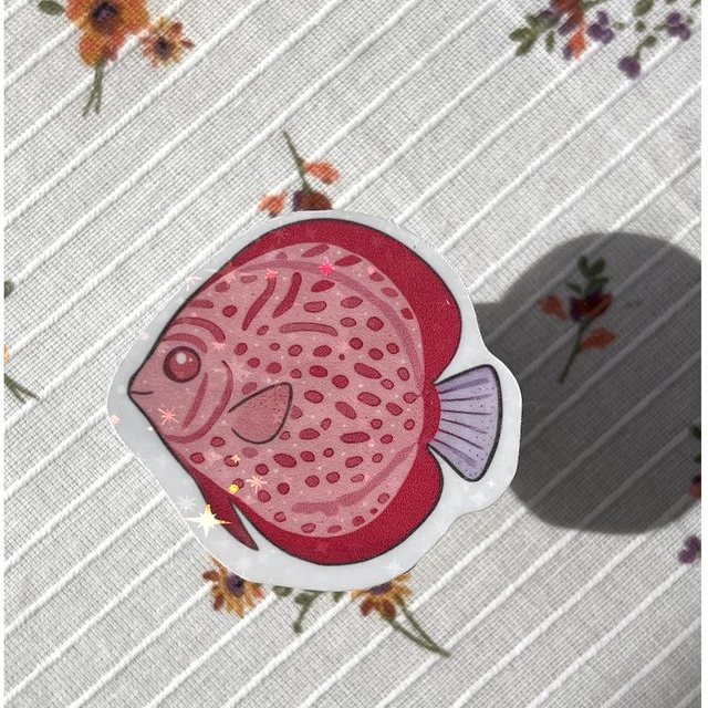 Sticker poisson rose pailleté