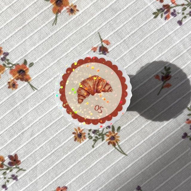 Sticker timbre croissant pailleté